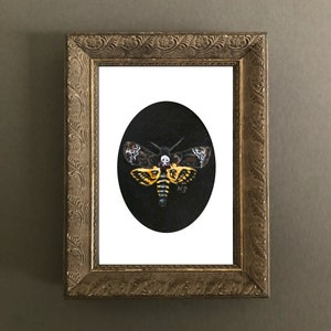 Death Moth Painting, Death&#39;s-head Hawkmoth, Gothic Style Art Print, Curiosities and Oddities Home Decor