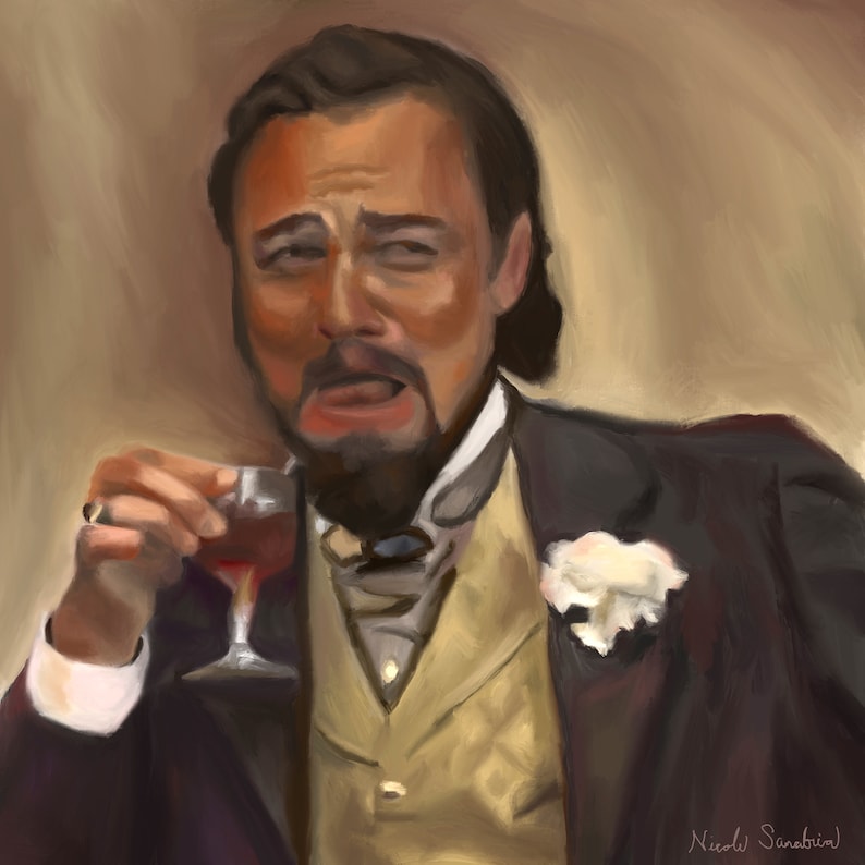 Leonardo DiCaprio Laughing Meme Painting Django Unchained Art - Etsy España
