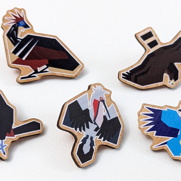 Vector Bird 1.5-Inch Wooden Pins