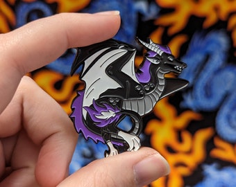 Purple and Black Dragon 2 Inch Soft Enamel Pin