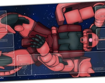 Red Comet's Zaku II | 14x24in Card Playmat/Mousepad with 1/16in Rubber Backing