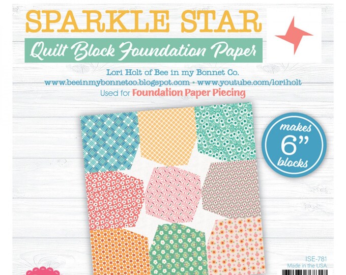 Lori Holt Quilt Block Foundation Paper - Sparkle Star - 6"