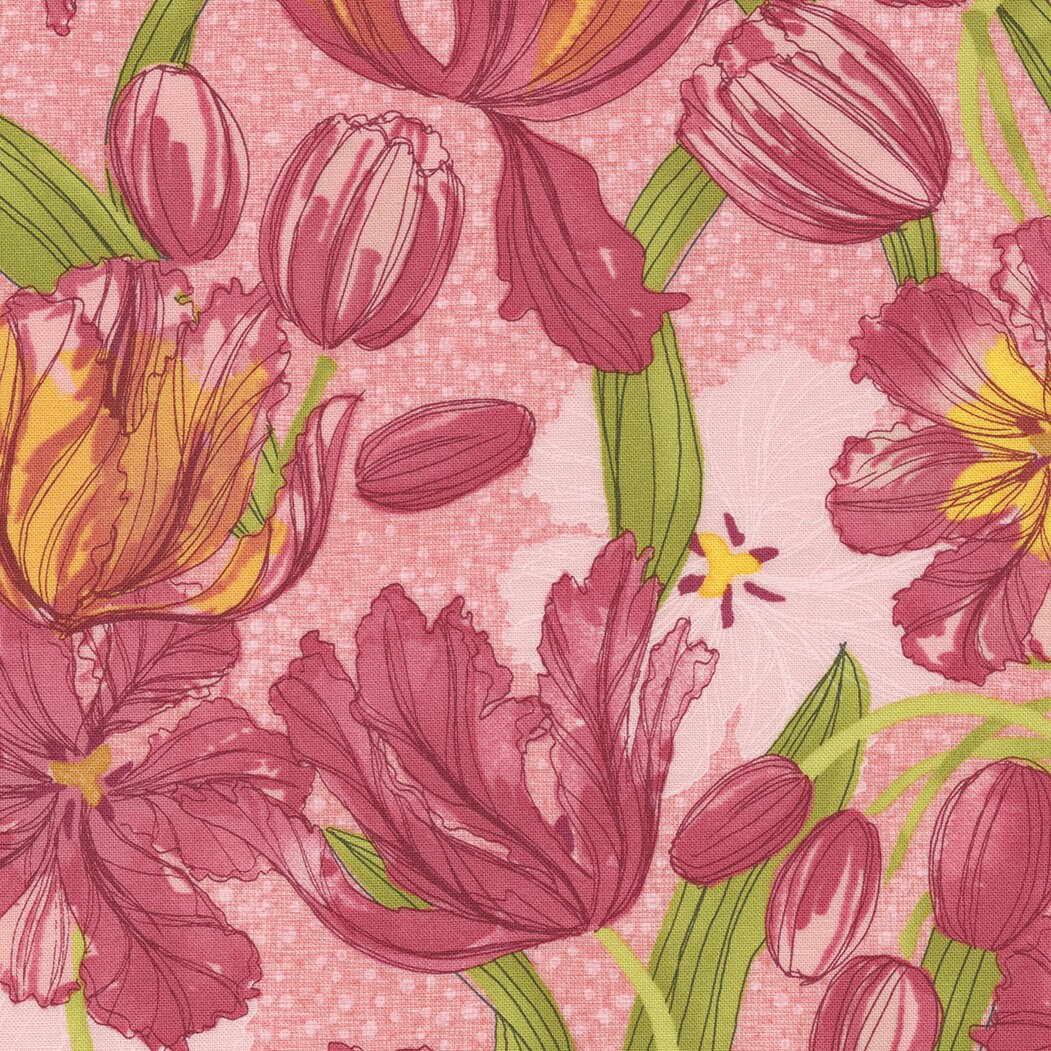 Tulip Tango by Robin Pickens for Moda - 48710-17 Tulips Princess - 1/2 yd  Increments, Cut Continuously OR Fat Quarter
