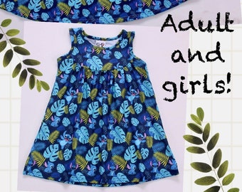 Disney Stitch dress mommy and me adult and girls Disney dress Lilo and stitch tropical cruise Ready To Ship