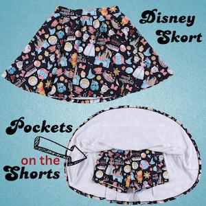 Skort, Disney retro Disneyland Most Magical Print Rock mit angesetzter Shorts, Pickleball Rock, Tennis, Laufen Skort