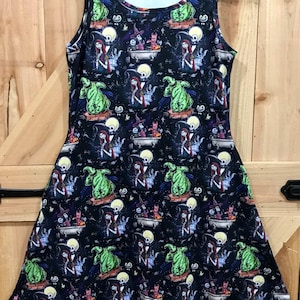 Disney dress Nightmare Before Christmas Oogie Boogie Zero Jack Skellington Sally hitchhiking ghost print dress for women XS - 3XL plus size image 1