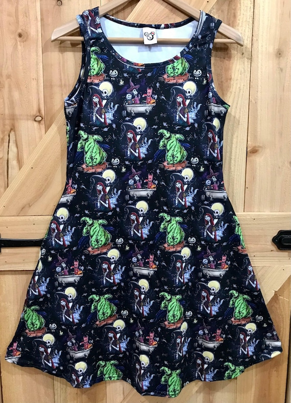 Disney dress Nightmare Before Christmas Oogie Boogie Zero Jack Skellington Sally hitchhiking ghost print dress for women XS - 3XL plus size