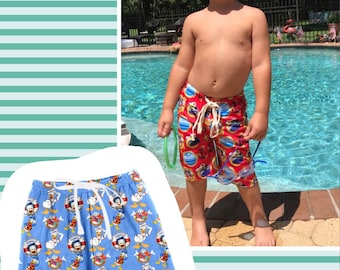 Disney Cruise swimsuit boys bathing suit swim trunks lined  Mickey Mouse or Donald Duck nautical print