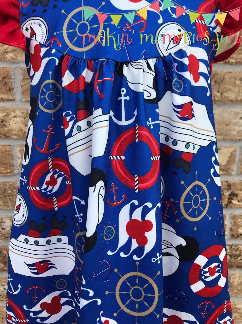 Disney cruise dress, DCL logo, mickey mouse and minnie cruise ship dress anchor nautical outfit Ready To Ship image 3