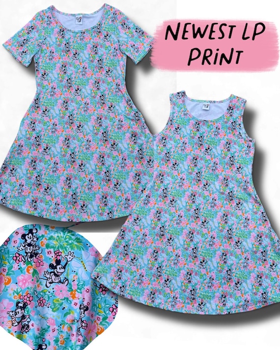 Disney Mickey and Minnie butterfly floral sleeveless and short sleeve Disney dress for women with pockets