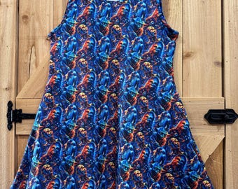 Vestido de Disney, estampado de Star Wars, R2-D2, BB8, C-3PO, Chewbacca, vestido de parque Disney universal para mujer, adulto, vestido de dama de talla regular a grande