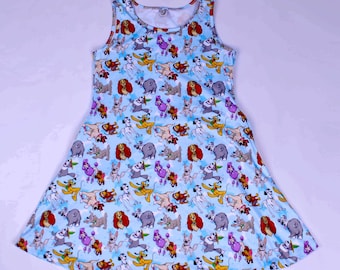 Disney Dogs print ladies dress. Pluto, Lady and the Tramp, Bolt and all of the Disney dogs dress for women
