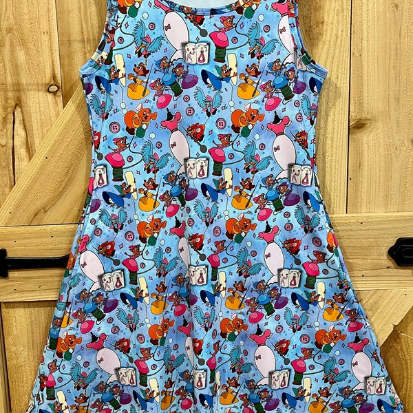 Disney dress Cinderella mice print  Disney park dress for women, adult, ladies dress, sleeveless mommy and me
