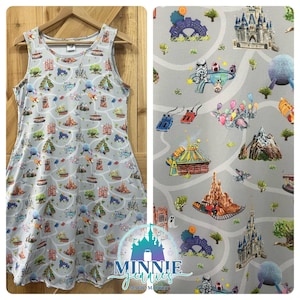Disney parks dress park map rides Disney dress for women sleeveless grey Disney World Park Icons