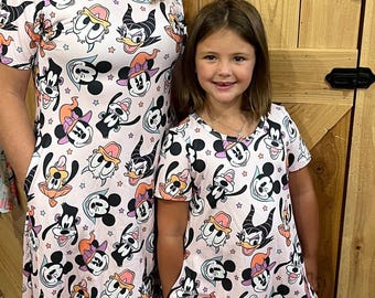 Disney Halloween character costume print girls and ladies dress. Mickey’s not so scary Plus size and regular size dress for women and girls