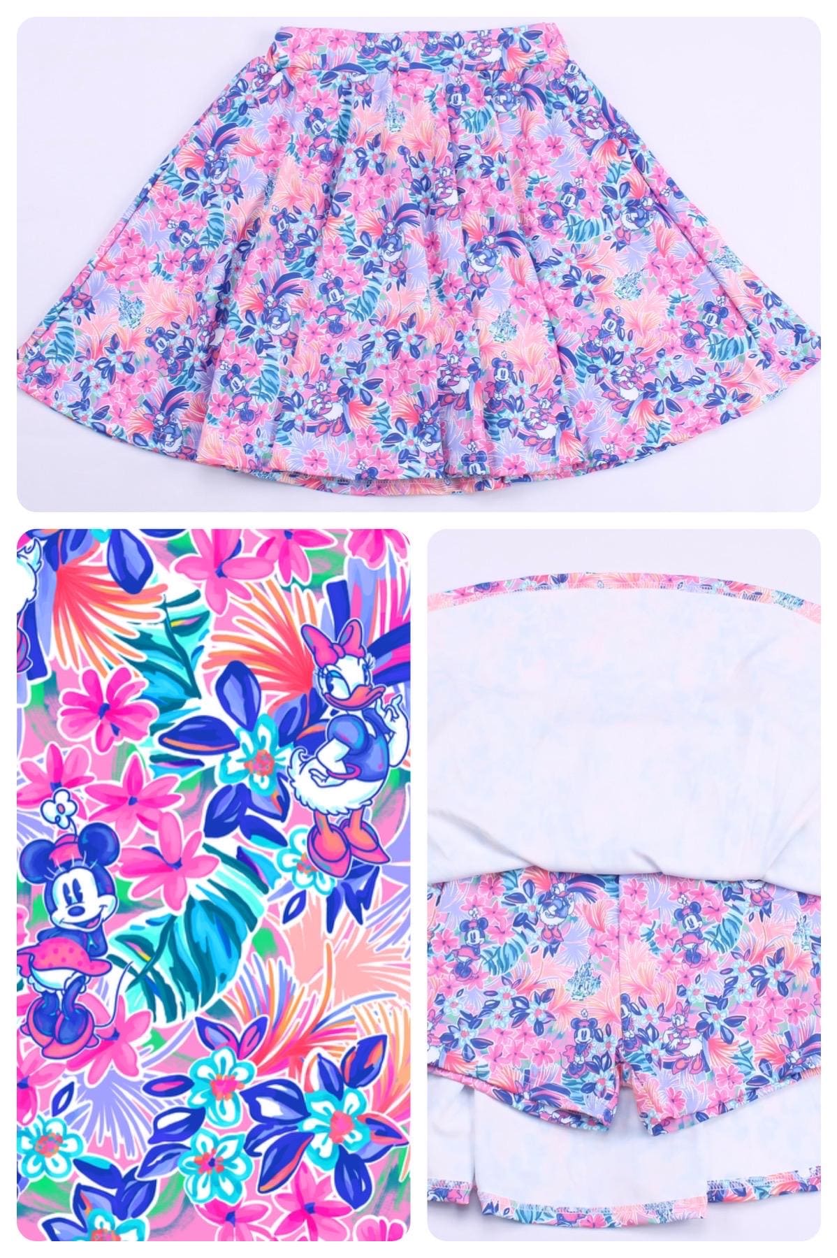 Gonna-pantaloncino, gonna Disney Minnie e Daisy con pantaloncini attaccati, gonna da pickleball, tennis, gonna-pantaloncino da corsa
