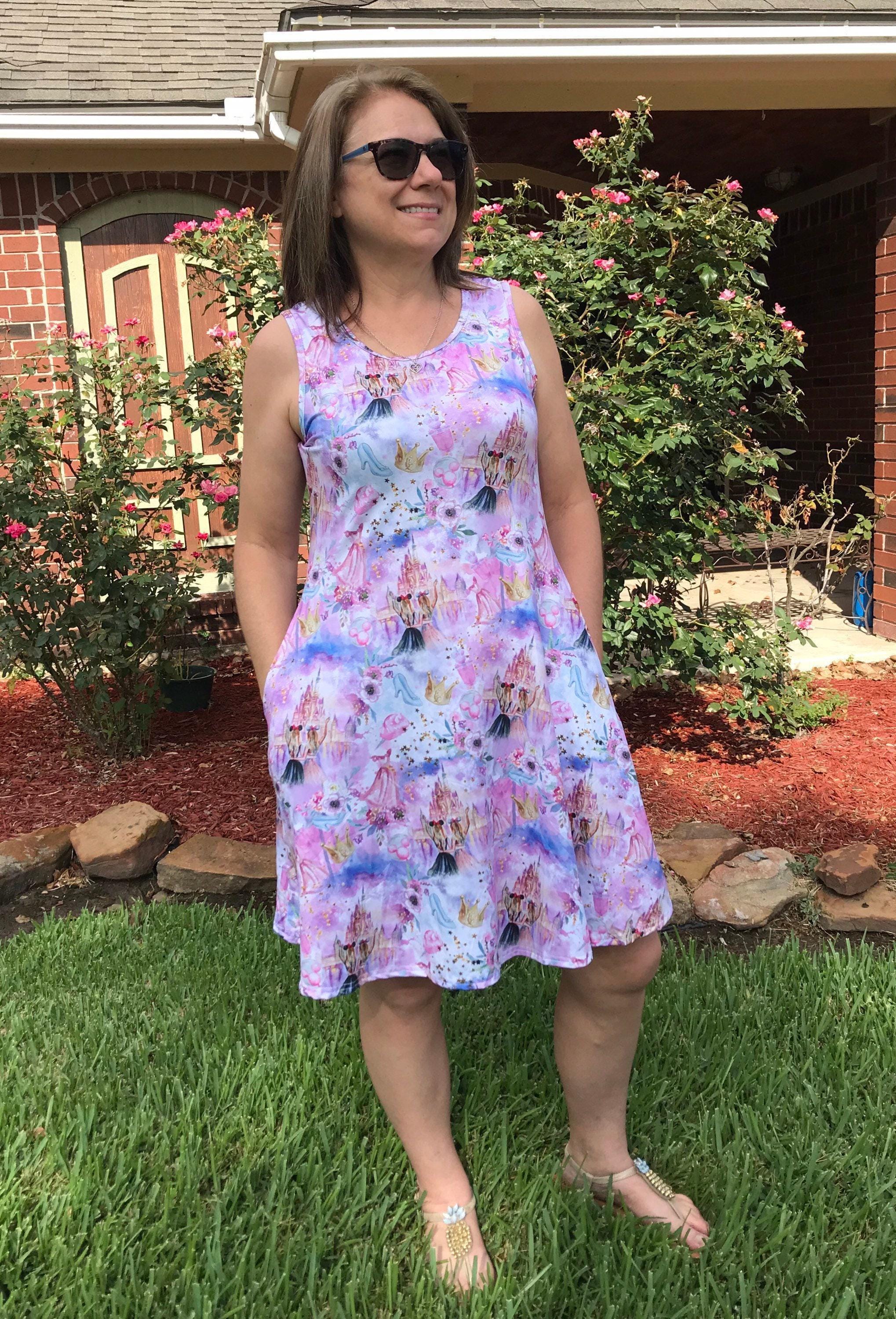 disney print dress ladies Mickey Mouse Sling Summer Dress Women, Disney Cartoon Print Mini Sundress,  Fun Vacation Resort Wear