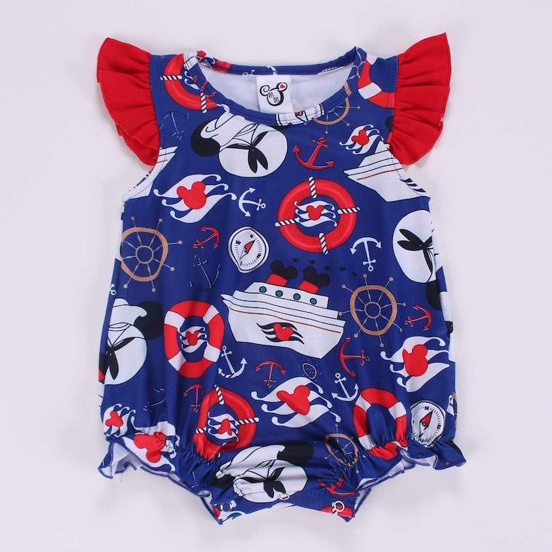 Disney cruise boy romper or girl bubble DCL logo infant outfit nautical cruise wear for babies image 3