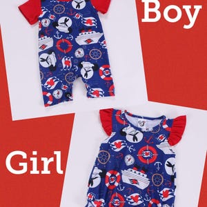 Disney cruise boy romper or girl bubble DCL logo infant outfit nautical cruise wear for babies image 1