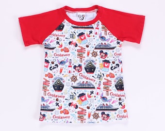 Doodle print cruise shirt boy Disney Cruise tee shirt sibling matching cruise wear nautical shirt