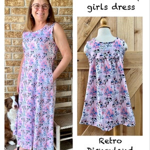 Disney Maxi dress Minnie  runaway railway Disneyland retro print with pockets long Ankle length length sleeveless dress. Mommy and me Disney