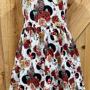 Disney girls dress castle and roses print with pockets Mommy and Me matching Ready To Ship