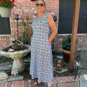 Disney Maxi dress Mickey damask print with pockets long Ankle length dress or Knee length sleeveless dress