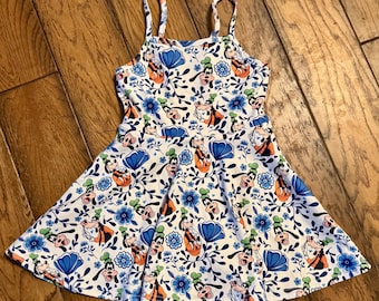 Robe jupe-short de yoga pour fille Dingo chien Disney, fleurs bretelles réglables et short attaché