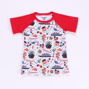 Doodle print cruise shirt boy Disney Cruise tee shirt sibling matching cruise wear nautical shirt image 1