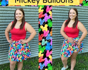 Gonna-pantaloncino, gonna Disney Mickey Balloons con pantaloncini attaccati, gonna da pickleball, gonna da tennis, gonna da corsa
