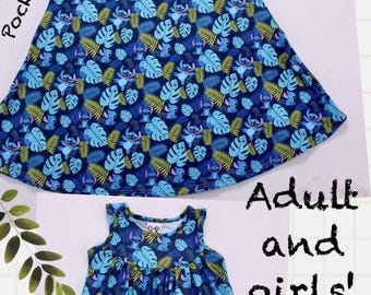 Disney Stitch dress mommy and me adult and girls Disney dress Lilo and stitch tropical cruise Ready To Ship