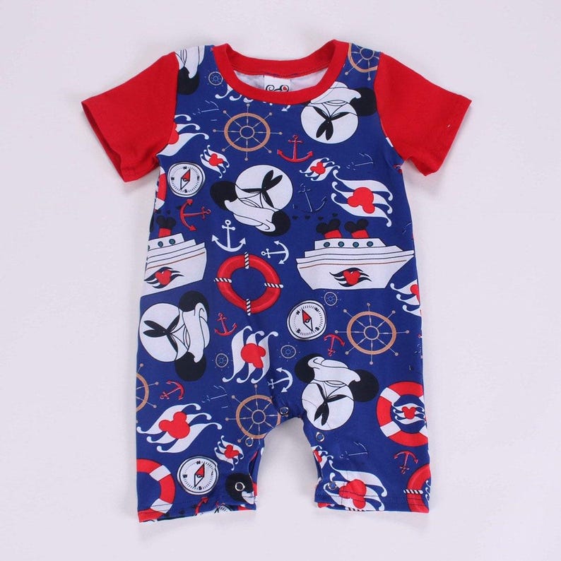 Disney cruise boy romper or girl bubble DCL logo infant outfit nautical cruise wear for babies image 4