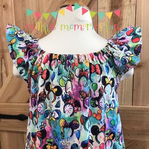 Disney dress Mommy and Me character mouse ears print Minnie Mickey and all the Disney characters girls and ladies dress ready to ship