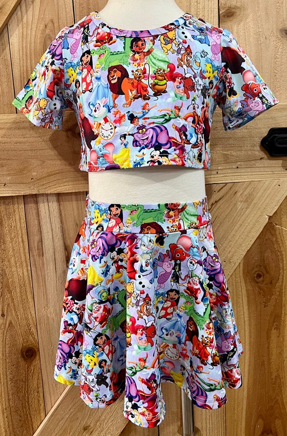Top and Skort Set Disney Outfit Skirt With Shorts Short Sleeve Top Girl  Clothes Disney Character Print. Mommy and Me RTS -  Denmark
