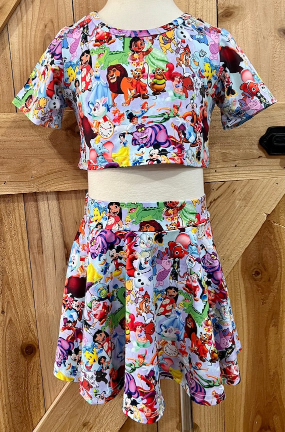 Top and Skort Set Disney Outfit Skirt With Shorts Short Sleeve Top Girl  Clothes Disney Character Print. Mommy and Me RTS -  Denmark