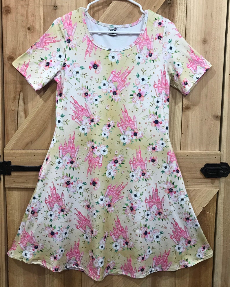 Disney dress for women Disney print ladies Pink Castle dress
