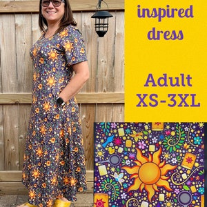 Tangled Rapunzel MAXI Disney floating lantern long hair princess print dress.  Short Sleeve for women with pockets regular and plus size