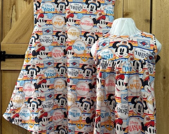 Disney cruise ship dress Mommy and Me retro vibe nautical print Captain Mickey and Minnie