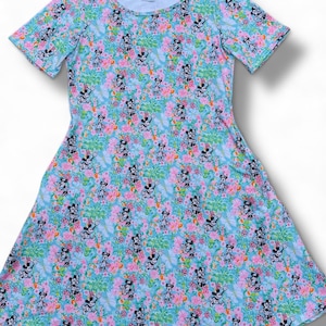 Disney Mickey and Minnie butterfly floral sleeveless and short sleeve Disney dress for women with pockets Short sleeve