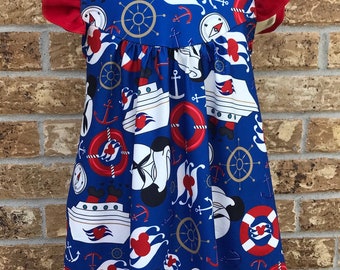Disney cruise dress, DCL logo, mickey mouse and minnie cruise ship dress anchor nautical outfit Ready To Ship
