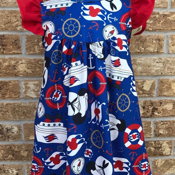 Disney cruise dress, DCL logo, mickey mouse and minnie cruise ship dress anchor nautical outfit Ready To Ship