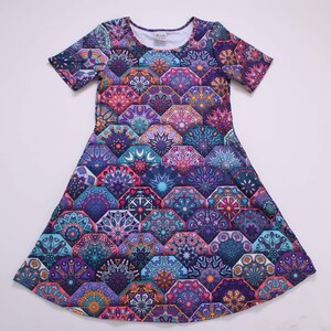 Vestido estampado mandalas. ¡¡Ambiente de Aladdin o Epcot Marruecos!! Vestido para mujer con bolsillos talla grande lindo manga corta imagen 2