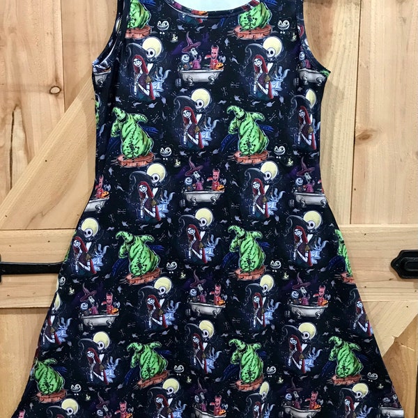 Disney dress Nightmare Before Christmas Oogie Boogie Zero Jack Skellington Sally hitchhiking ghost print dress for women XS - 3XL plus size