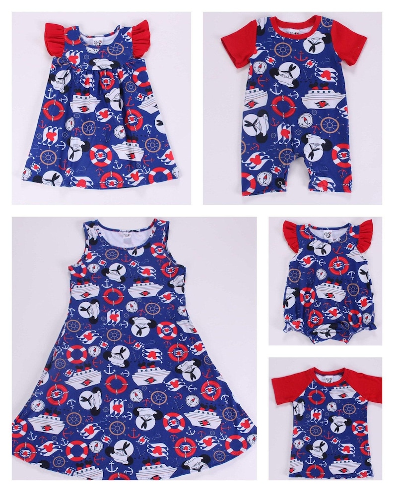 Disney cruise boy romper or girl bubble DCL logo infant outfit nautical cruise wear for babies image 5