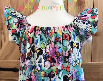 Disney dress Mommy and Me character mouse ears print Minnie Mickey and all the Disney characters girls and ladies dress ready to ship