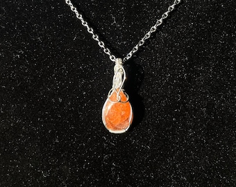 Wire Wrapped Confetti Sunstone Pedant
