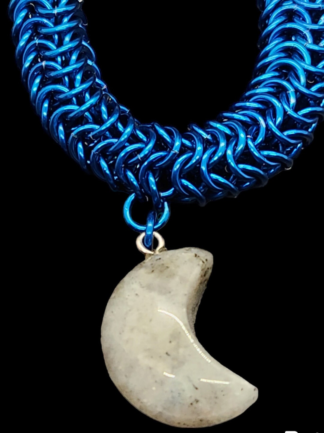 Chainmail Roundmail Labradorite Moon Beaded Chainmaille Necklace - Etsy