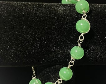 Green Wire Wrapped Bracelet