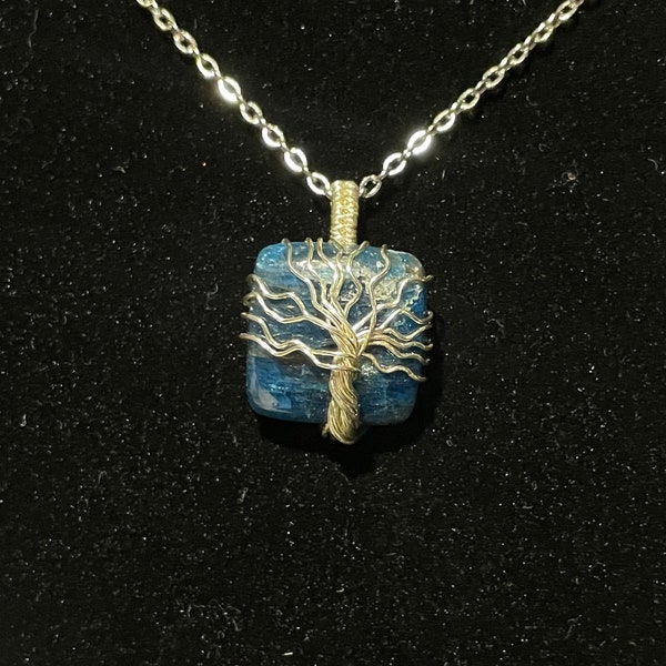 Wire Wrapped Apatite Tree Pendant