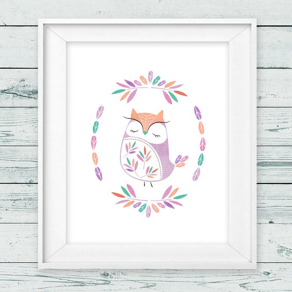 Items similar to Owl nursery art, Instant Download, 8x10", Owl wall art